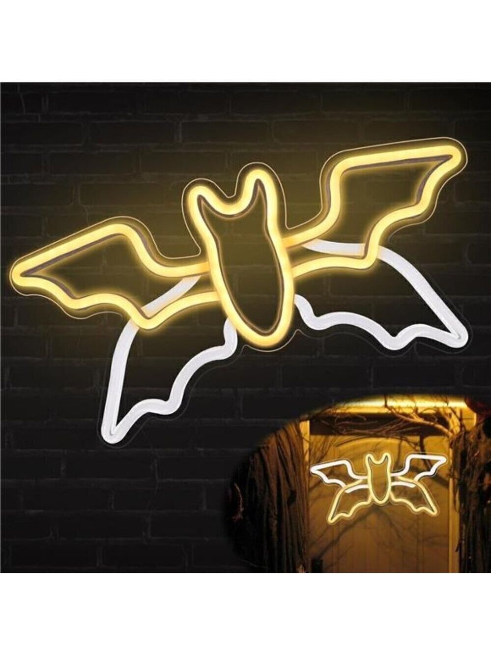 Halloween Neon Sign Flying Bat Light Adjustable Speed, Neon Halloween Decoration